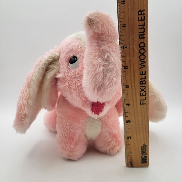 Dakin Pink Elephant Plush Vintage 1977 Rattle Chime Baby Stuffed Toy Floppy Ears - Picture 3 of 11